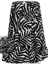Black/White Polyester/Lycra Leaf Silhouette Print Double Brushed Knit - NY Designer - 64W