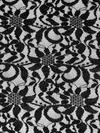 Black Nylon/Lycra Floral Design Crinkle Corded Stretch Lace Netting - NY Designer - 52W