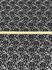Black Nylon/Lycra Floral Design Crinkle Corded Stretch Lace Netting - NY Designer - 52W