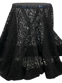 Black Nylon/Lycra Floral Design Crinkle Corded Stretch Lace Netting - NY Designer - 52W