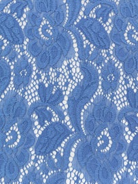 Cornflower Blue Nylon/Lycra Re-Embroidered Floral Stretch Lace - NY Designer - 56W
