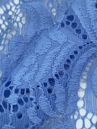 Cornflower Blue Nylon/Lycra Re-Embroidered Floral Stretch Lace - NY Designer - 56W
