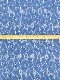 Cornflower Blue Nylon/Lycra Re-Embroidered Floral Stretch Lace - NY Designer - 56W
