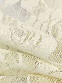 Cream Nylon/Lycra Floral Design Stretch Lace Netting - NY Designer - 56W