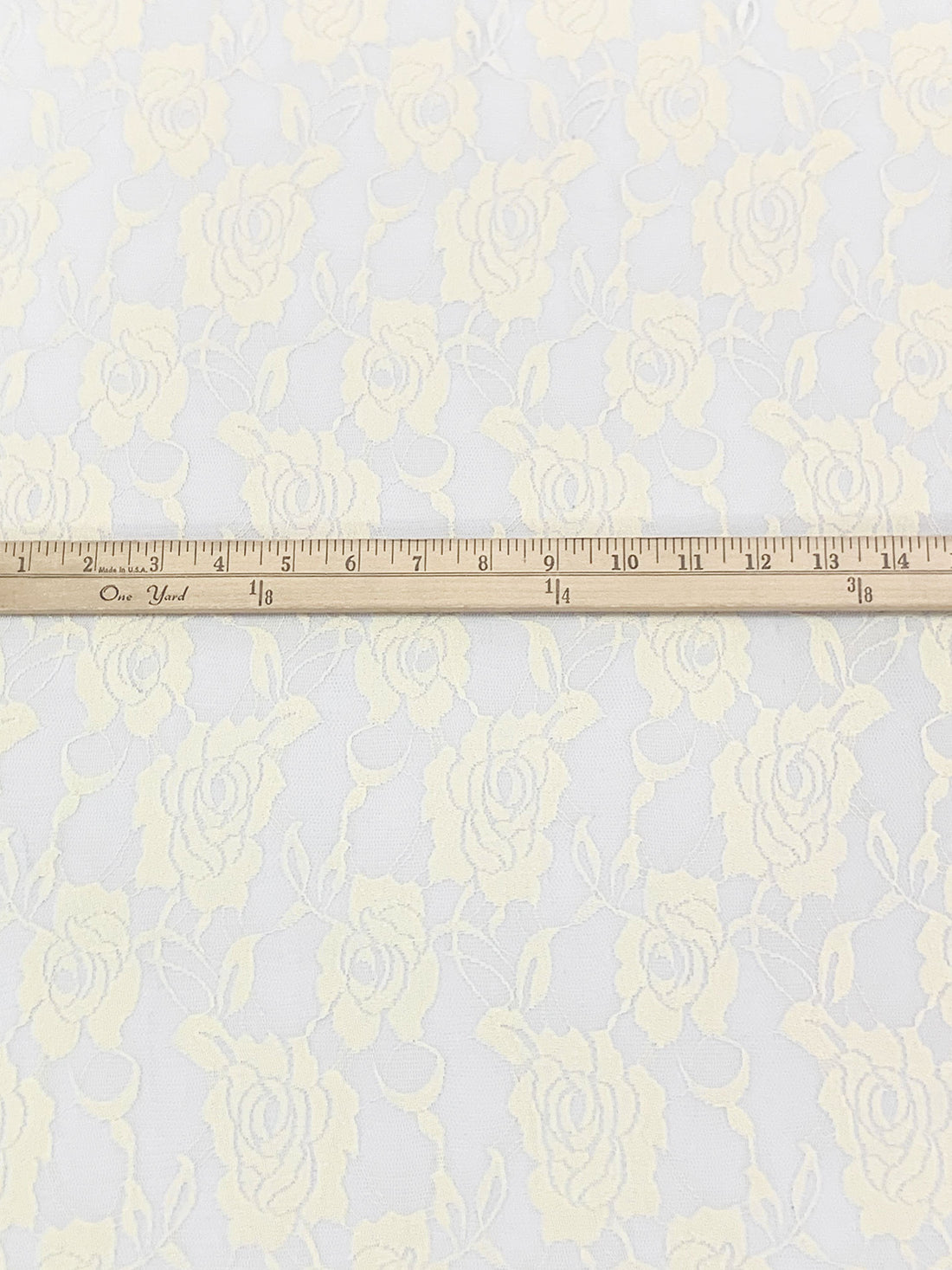 Cream Nylon/Lycra Floral Design Stretch Lace Netting - NY Designer - 56W