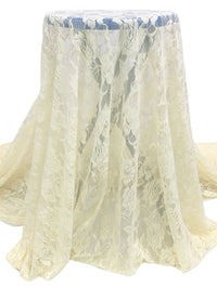 Cream Nylon/Lycra Floral Design Stretch Lace Netting - NY Designer - 56W