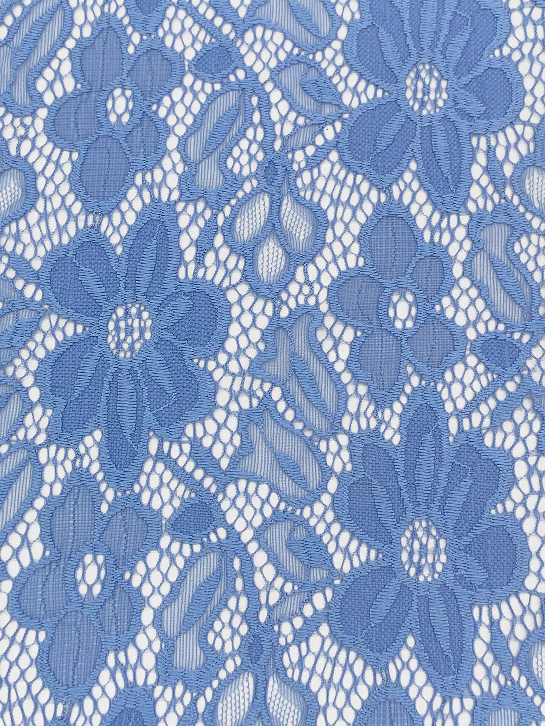 Silver Lake Blue Nylon/Lycra Re-Embroidered Floral Stretch Lace - NY Designer - 56W