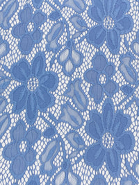 Silver Lake Blue Nylon/Lycra Re-Embroidered Floral Stretch Lace - NY Designer - 56W