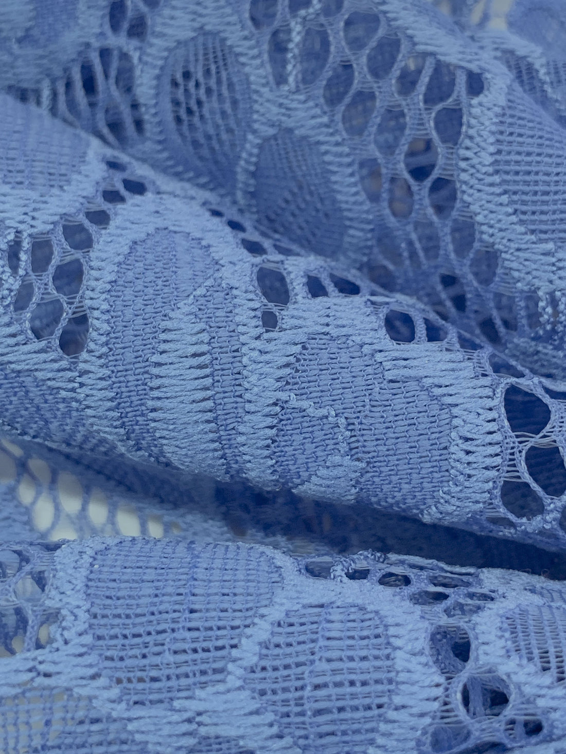 Silver Lake Blue Nylon/Lycra Re-Embroidered Floral Stretch Lace - NY Designer - 56W