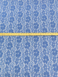 Silver Lake Blue Nylon/Lycra Re-Embroidered Floral Stretch Lace - NY Designer - 56W