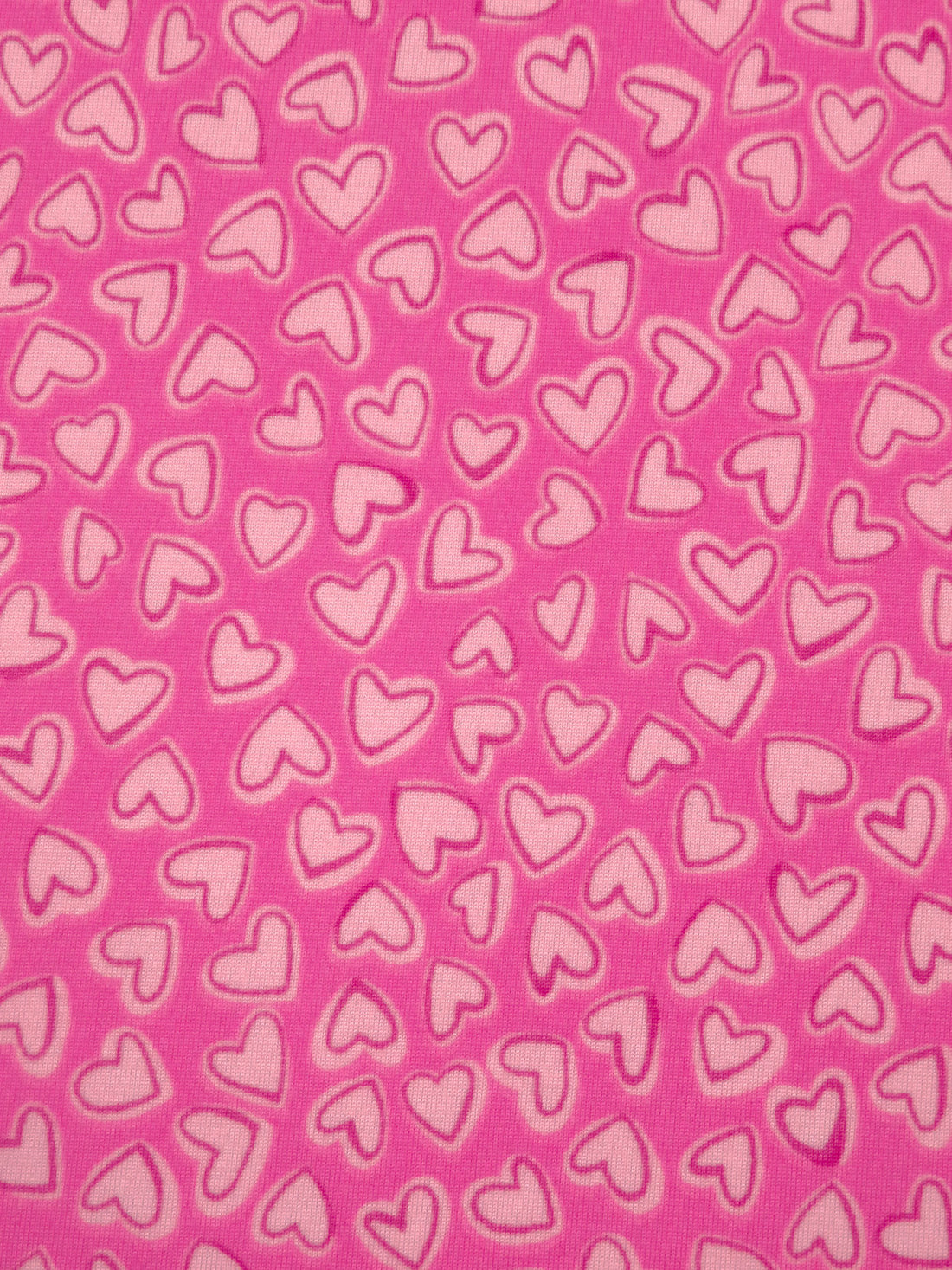 French Pink/Light Warm Pink/ Muted Dark Pink Polyester/Lycra Heart Print Double Brushed Knit - NY Designer - 54W
