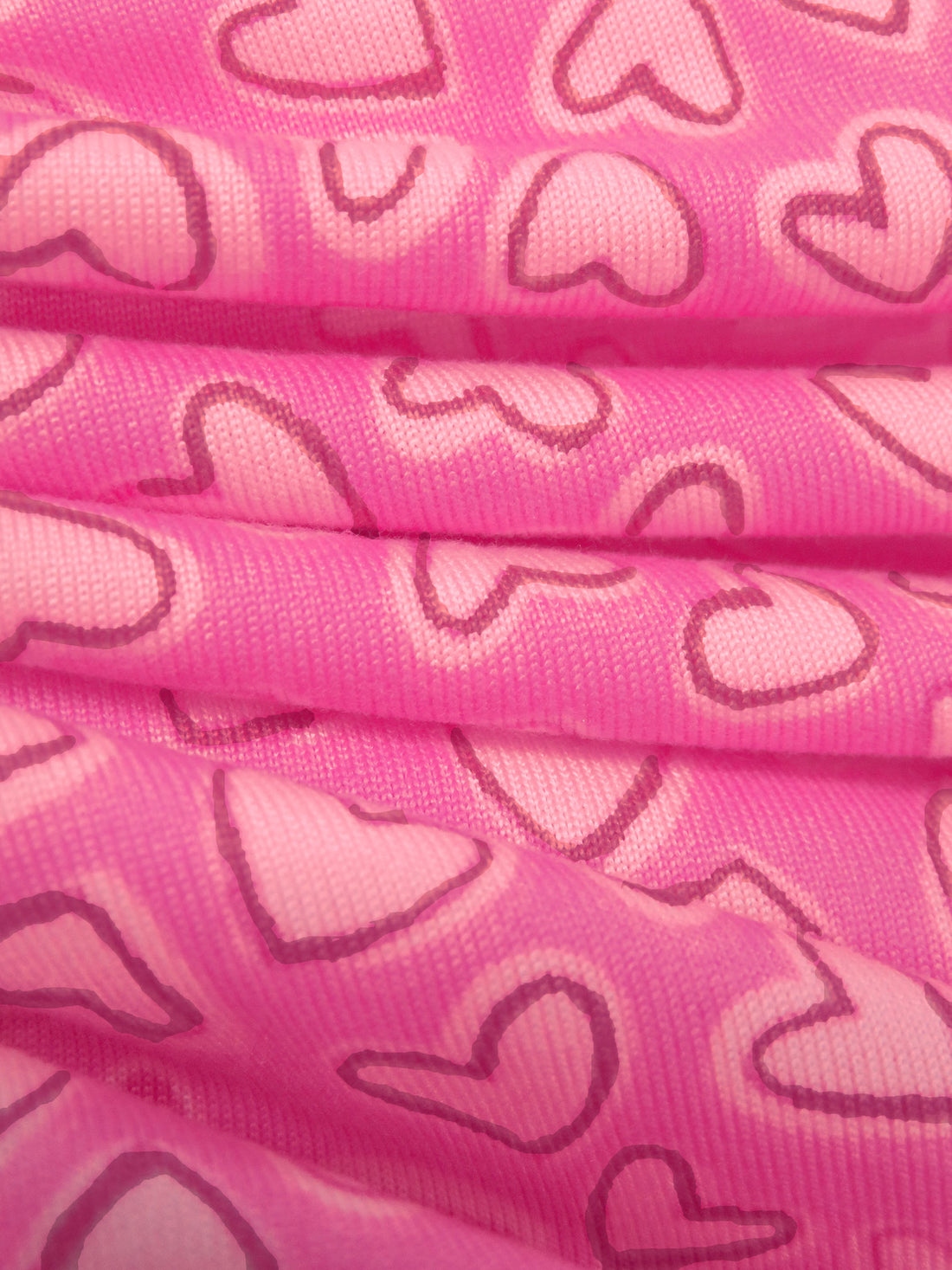 French Pink/Light Warm Pink/ Muted Dark Pink Polyester/Lycra Heart Print Double Brushed Knit - NY Designer - 54W