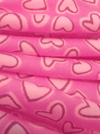 French Pink/Light Warm Pink/ Muted Dark Pink Polyester/Lycra Heart Print Double Brushed Knit - NY Designer - 54W