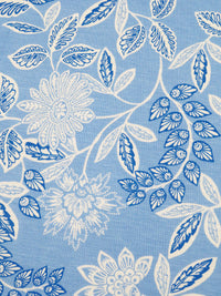 Dark Cornflower/White/Aero Rayon/Lycra Ornate Floral Print Jersey Knit - NY Designer - 64W