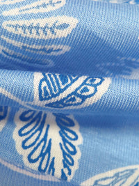 Dark Cornflower/White/Aero Rayon/Lycra Ornate Floral Print Jersey Knit - NY Designer - 64W