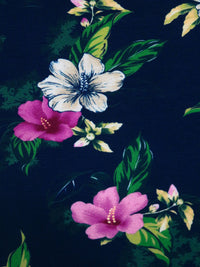 Midnight Blue/Dark Spring Green/French Plum/Multi Rayon/Lycra Tropical Floral Print Jersey Knit - NY Designer - 62W