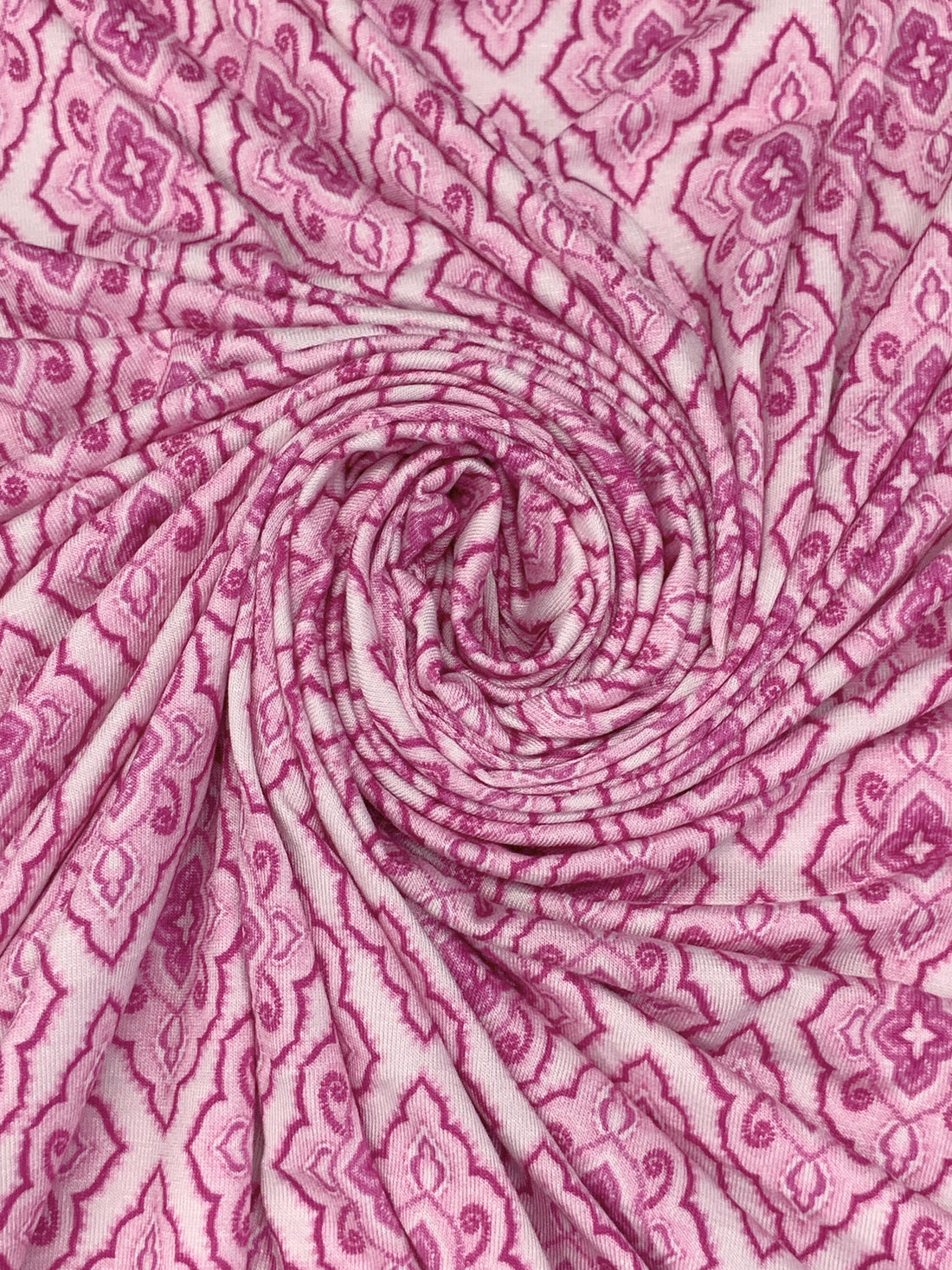 Cotton Candy/Sugar Plum/Misty Rose Rayon/Lycra Medallion Lattice Print Jersey Knit - NY Designer - 64W