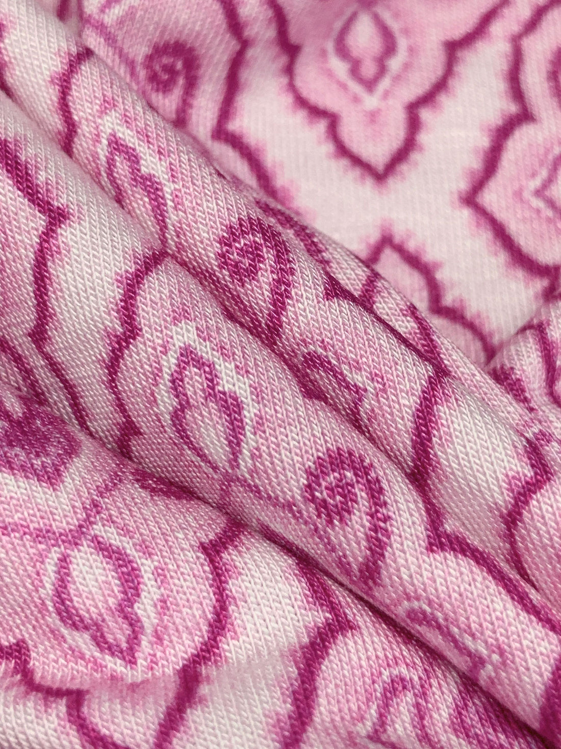 Cotton Candy/Sugar Plum/Misty Rose Rayon/Lycra Medallion Lattice Print Jersey Knit - NY Designer - 64W
