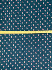 Dark Imperial Blue/Flamingo Pink/White Rayon/Lycra Slight Diagonal Floral Dot Print Jersey Knit - NY Designer - 64W
