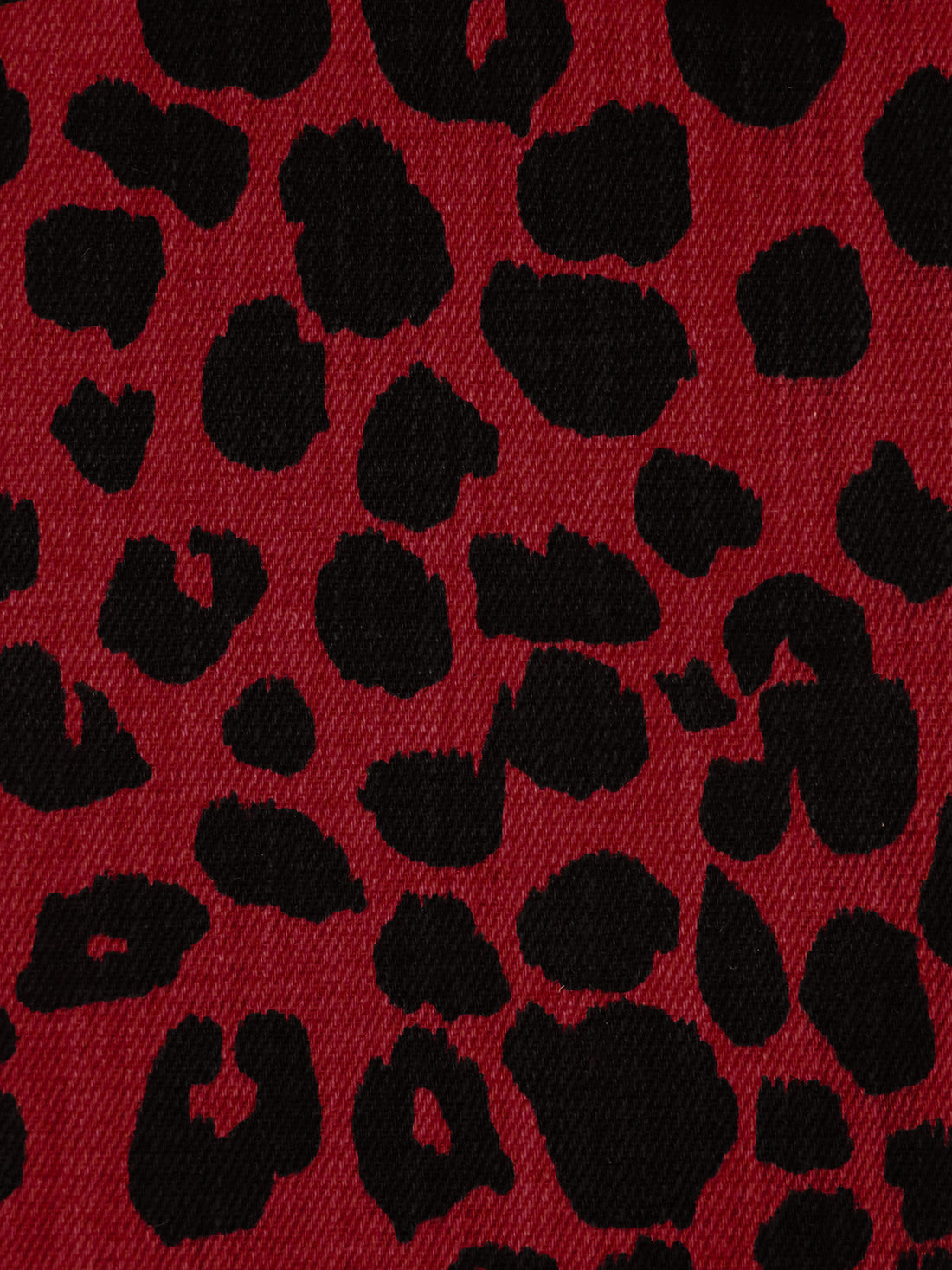 Maroon/Black Cotton/Lycra Animal Spot Print Stretch Denim - NY Designer - 50W