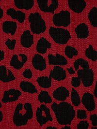 Maroon/Black Cotton/Lycra Animal Spot Print Stretch Denim - NY Designer - 50W