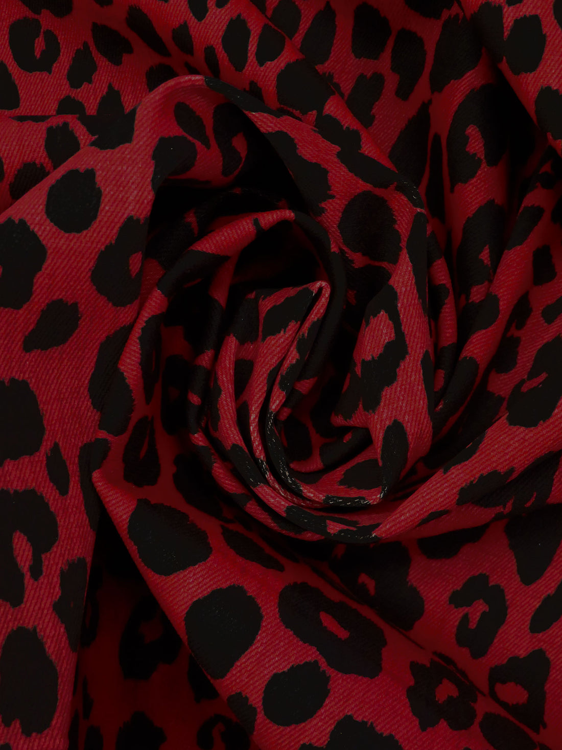 Maroon/Black Cotton/Lycra Animal Spot Print Stretch Denim - NY Designer - 50W