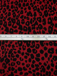 Maroon/Black Cotton/Lycra Animal Spot Print Stretch Denim - NY Designer - 50W