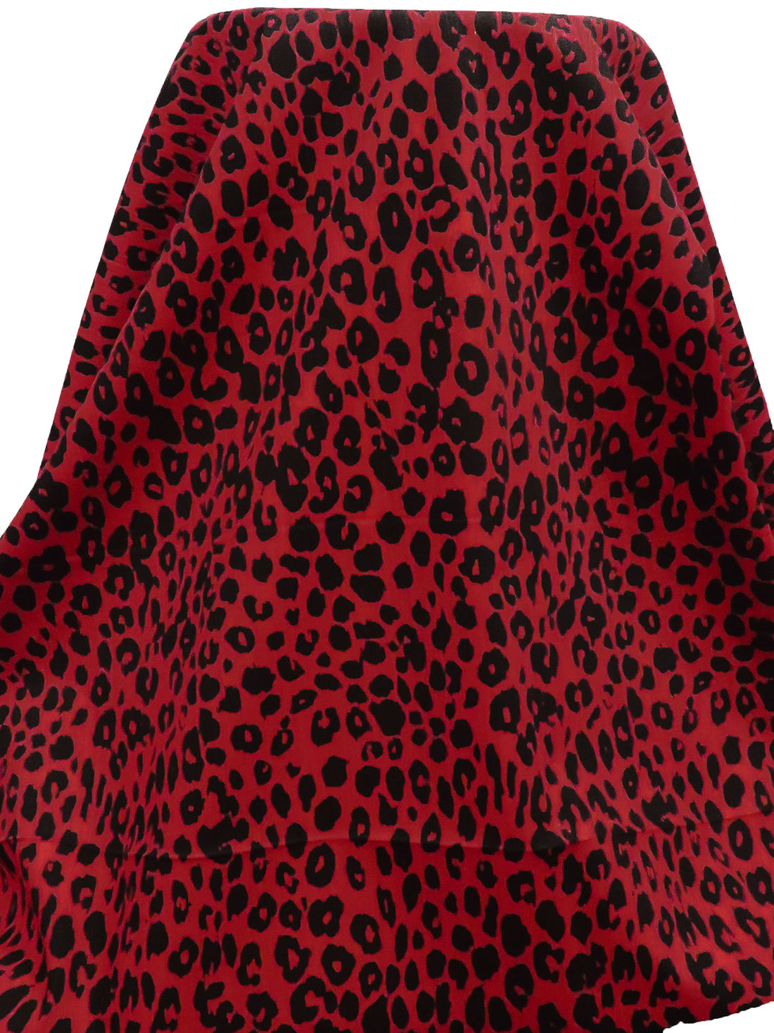 Maroon/Black Cotton/Lycra Animal Spot Print Stretch Denim - NY Designer - 50W