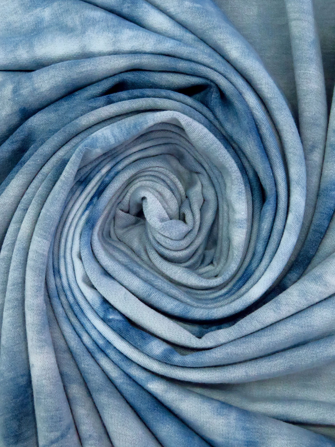 Pewter Blue/Midnight Blue/Light Blue 100% Polyester Tie-Dye Print Sweatshirt French Terry Knit 60W