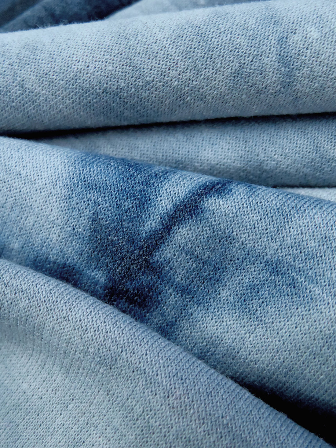 Pewter Blue/Midnight Blue/Light Blue 100% Polyester Tie-Dye Print Sweatshirt French Terry Knit 60W