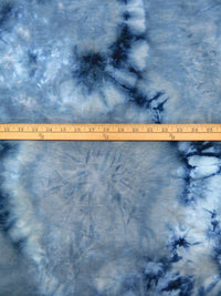 Pewter Blue/Midnight Blue/Light Blue 100% Polyester Tie-Dye Print Sweatshirt French Terry Knit 60W