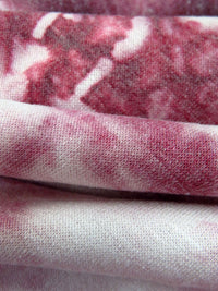 Claret/Dusty Rose/White Polyester/Rayon/Lycra Tie-Dye Print French Terry Knit 55W