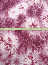 Claret/Dusty Rose/White Polyester/Rayon/Lycra Tie-Dye Print French Terry Knit 55W