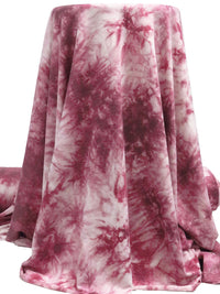 Claret/Dusty Rose/White Polyester/Rayon/Lycra Tie-Dye Print French Terry Knit 55W