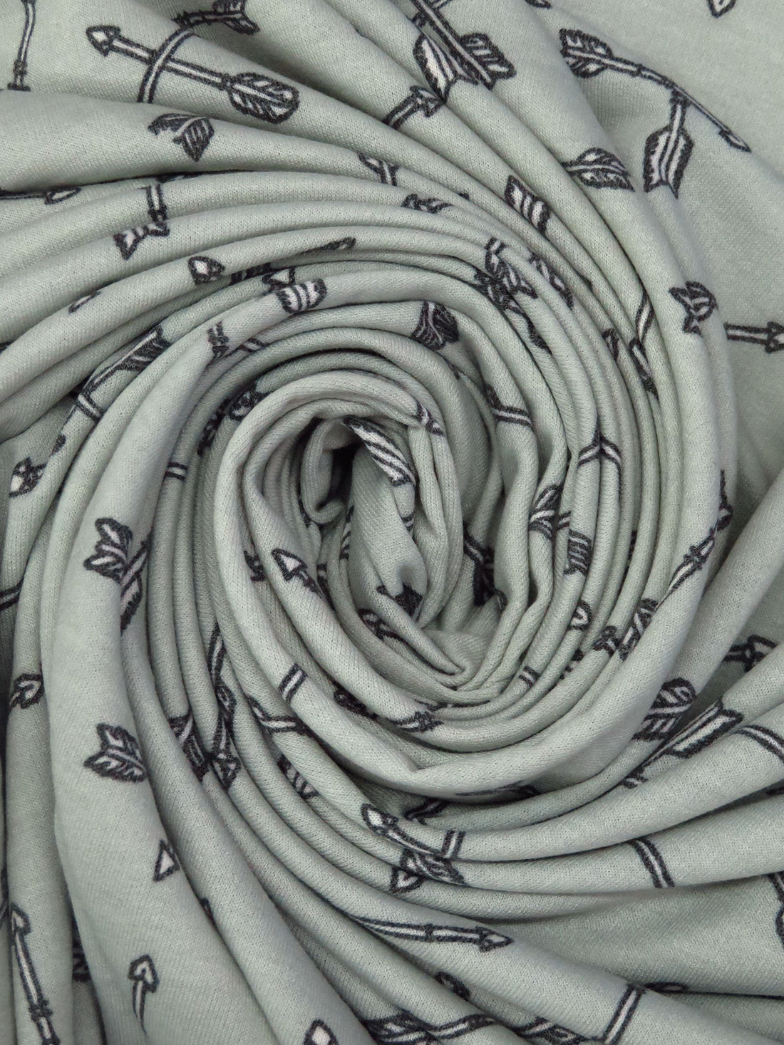 Ash Gray/Dark Gray/White Polyester/Rayon/Lycra Arrow Print French Terry Knit 62W