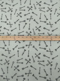 Ash Gray/Dark Gray/White Polyester/Rayon/Lycra Arrow Print French Terry Knit 62W