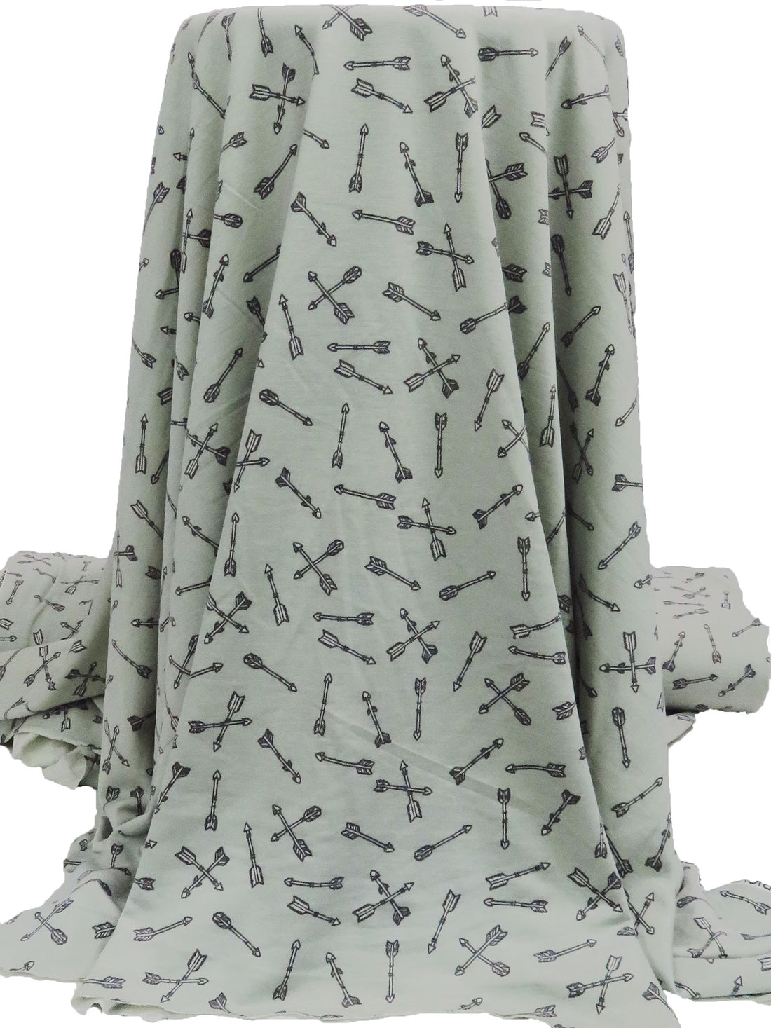 Ash Gray/Dark Gray/White Polyester/Rayon/Lycra Arrow Print French Terry Knit 62W