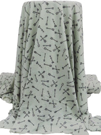 Ash Gray/Dark Gray/White Polyester/Rayon/Lycra Arrow Print French Terry Knit 62W