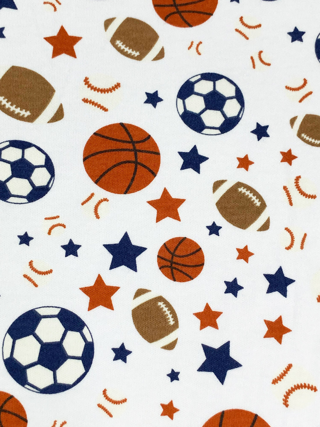 White/Dark Lapis/Raw Umber/Multi Cotton/Polyester Sports Print Interlock Knit 58W