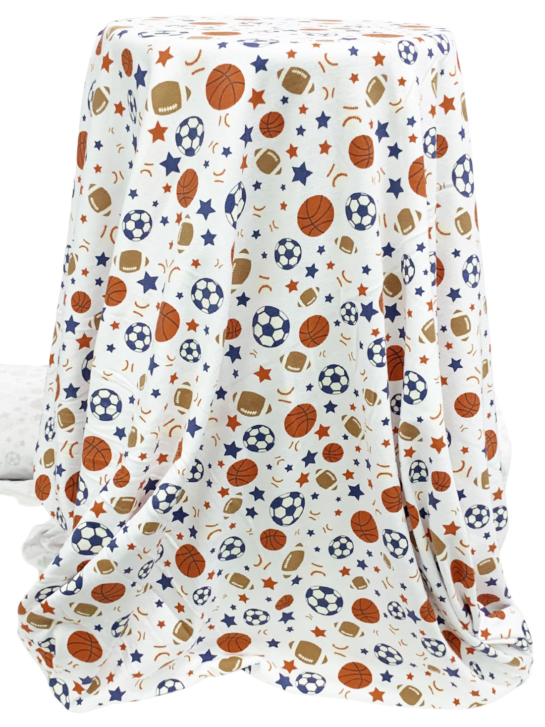 White/Dark Lapis/Raw Umber/Multi Cotton/Polyester Sports Print Interlock Knit 58W