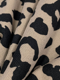 Plaza Taupe/Black Polyester/Lycra Animal Print Sweater Knit 58W