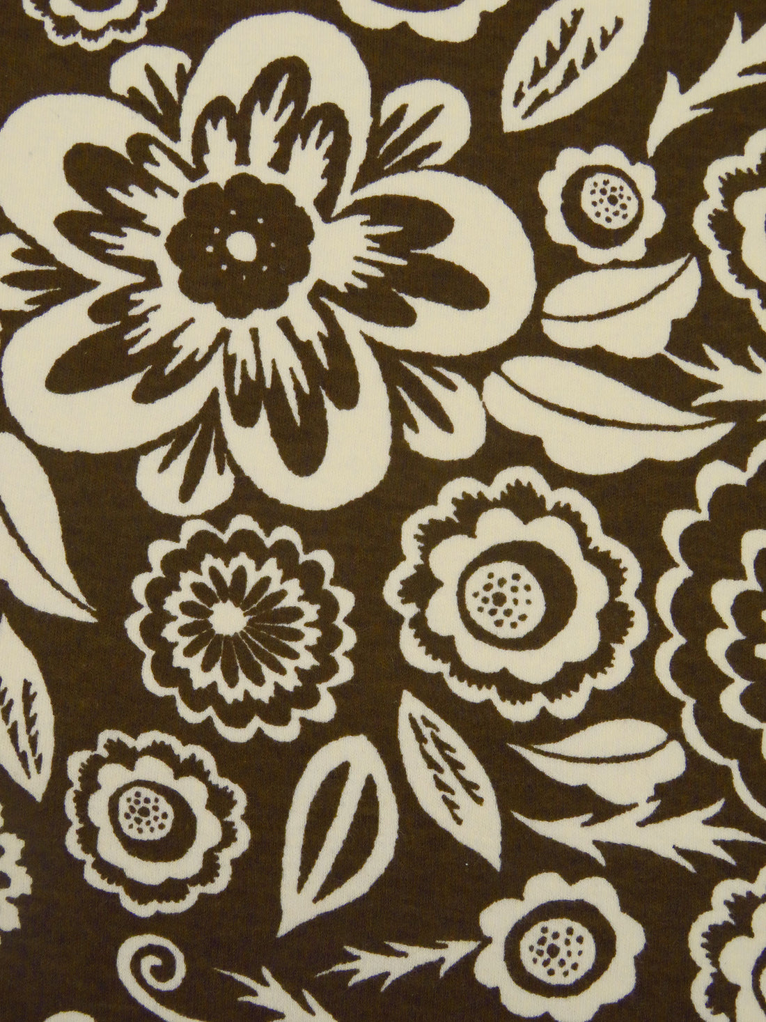 Dark Pineapple Brown/Buttercream 100% Cotton Abstract Floral Print Interlock Knit 57W