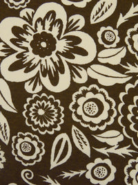 Dark Pineapple Brown/Buttercream 100% Cotton Abstract Floral Print Interlock Knit 57W