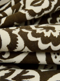 Dark Pineapple Brown/Buttercream 100% Cotton Abstract Floral Print Interlock Knit 57W