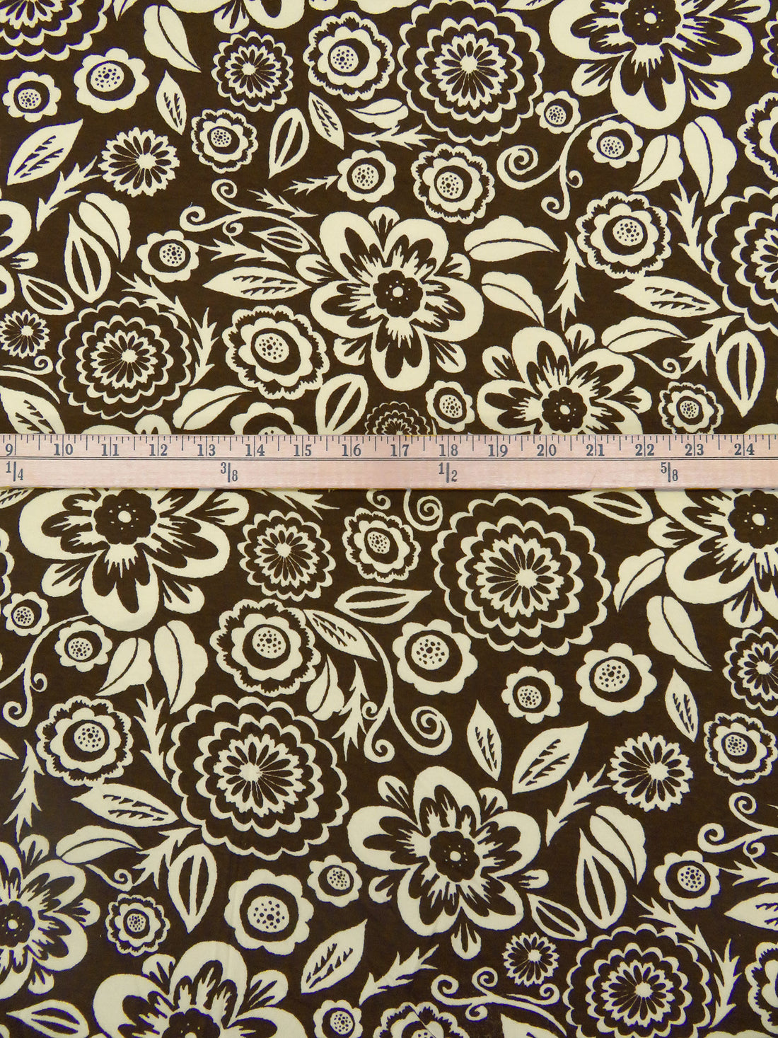 Dark Pineapple Brown/Buttercream 100% Cotton Abstract Floral Print Interlock Knit 57W