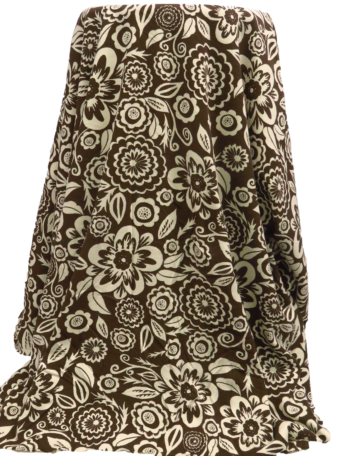 Dark Pineapple Brown/Buttercream 100% Cotton Abstract Floral Print Interlock Knit 57W
