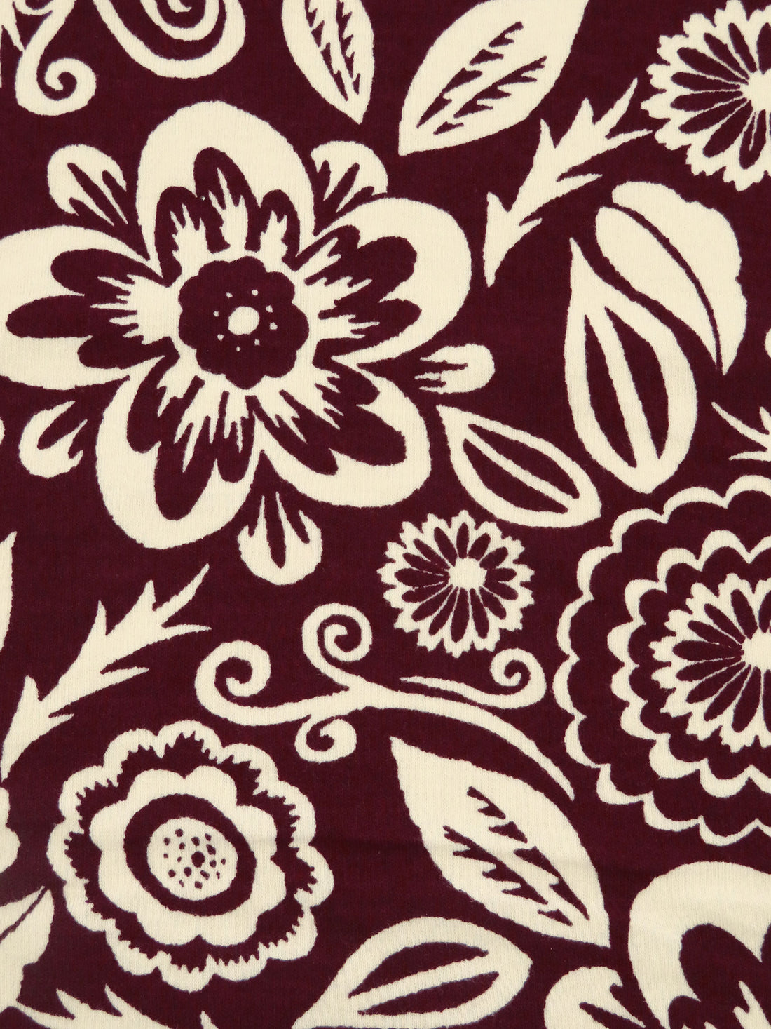 Dark Scarlet/Buttercream 100% Cotton Abstract Floral Print Interlock Knit 57W