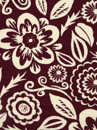 Dark Scarlet/Buttercream 100% Cotton Abstract Floral Print Interlock Knit 57W