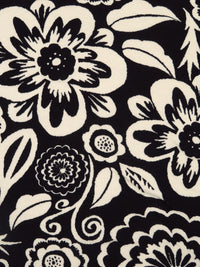 Black/Buttercream 100% Cotton Abstract Floral Print Interlock Knit 57W