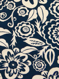 Yankees Blue/Buttercream 100% Cotton Abstract Floral Print Interlock Knit 57W